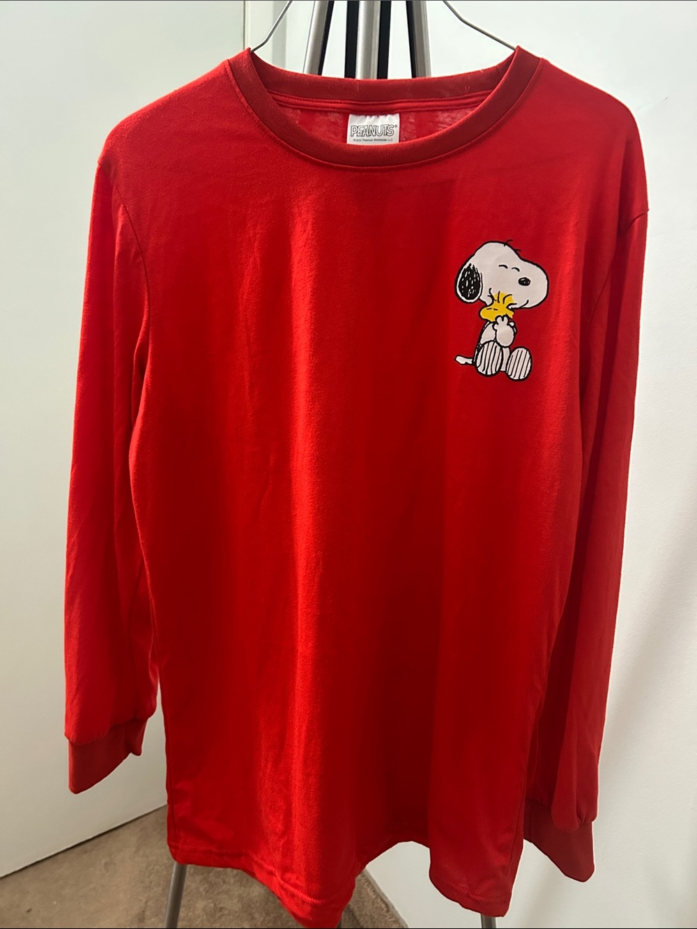 NWOT Peanuts Red Long-Sleeve Shirt with Snoopy & Woodstock Chest Graphic